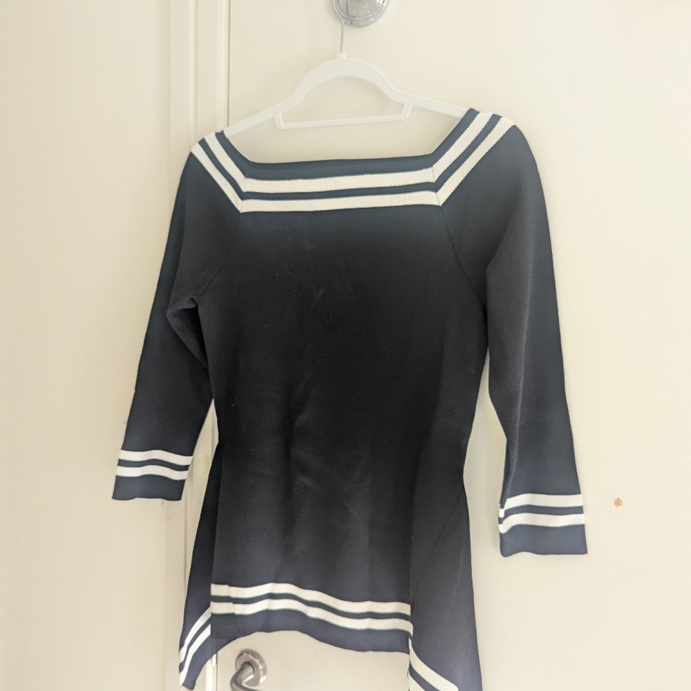 Black & White Peplum Top by Purification Garcia, Size M